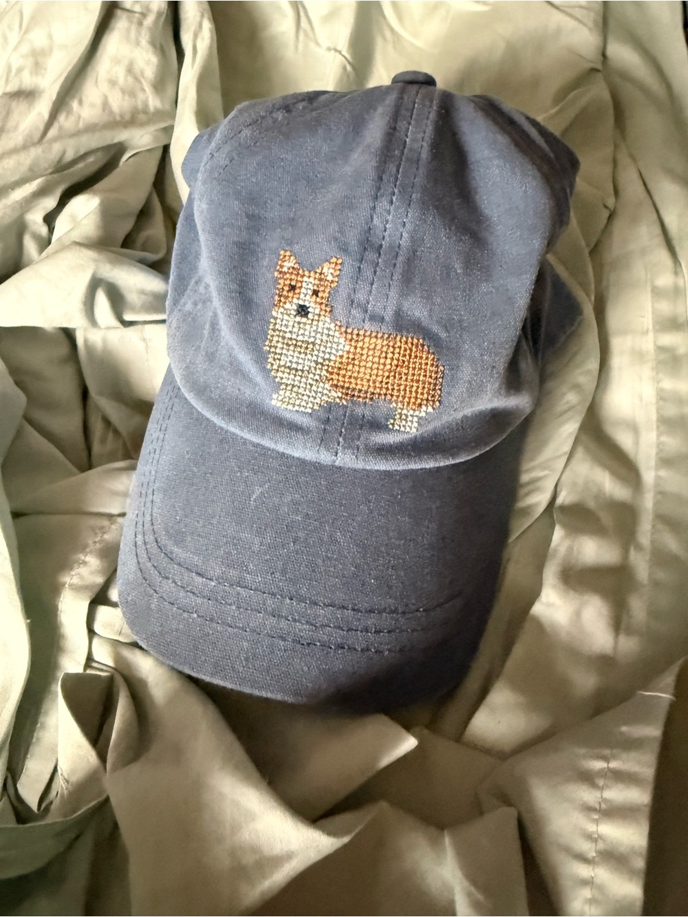 Corgi Blue Adjustable Cotton Hat